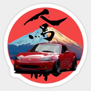 Red NB Mazda Miata/MX-5 - Mount Fuji Jinba Ittai Roadster Life Sticker